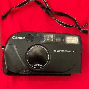 Canon Sure Shot Black Film Camera with case